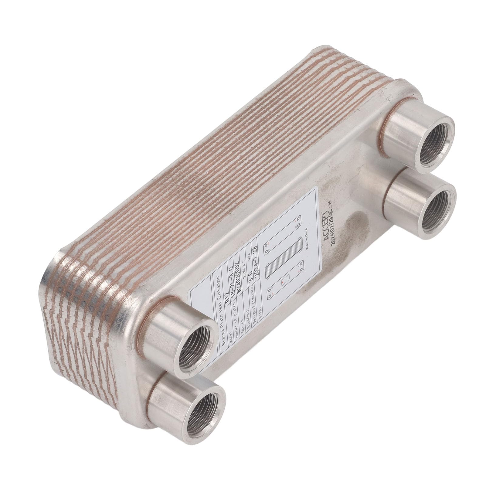 KIMISS Intercambiador de Calor de Placas Soldadas de Aplicación Versátil EATB12 18 2L Intercambiador de Calor Cobre 304 Placa Soldada de Acero Inoxidable Enfriador de Mosto de Cerveza para