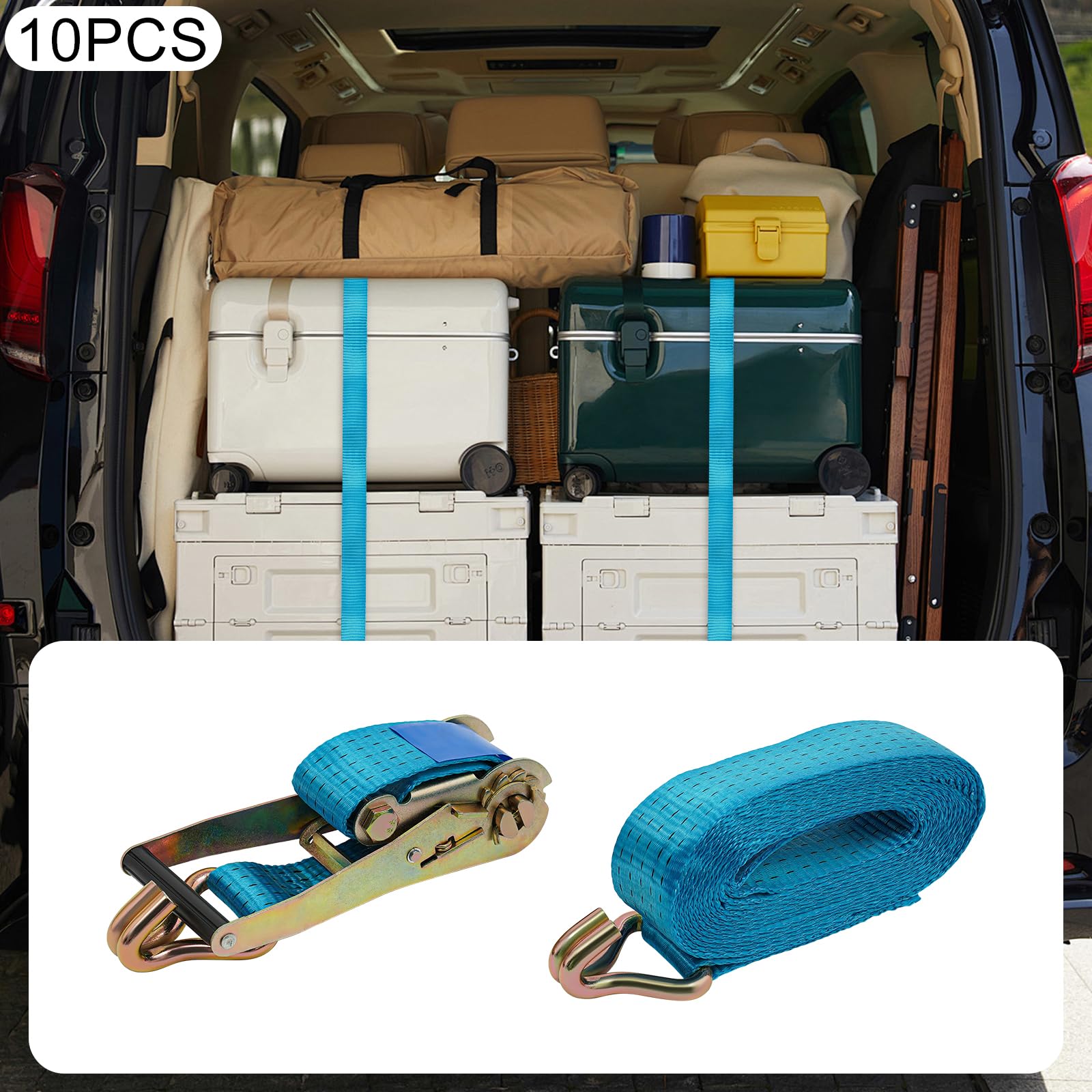 Ladungssicherungsgurte Sichere 5Cmx6M 10Teile 5000Kg Zurrgurte Mit Haken Verladung Sicherungsgurte Ratschengurte Spanngurt Polyester Zurrgurt Sicherer Transport Verzurren Sichern Von Ladung Blau