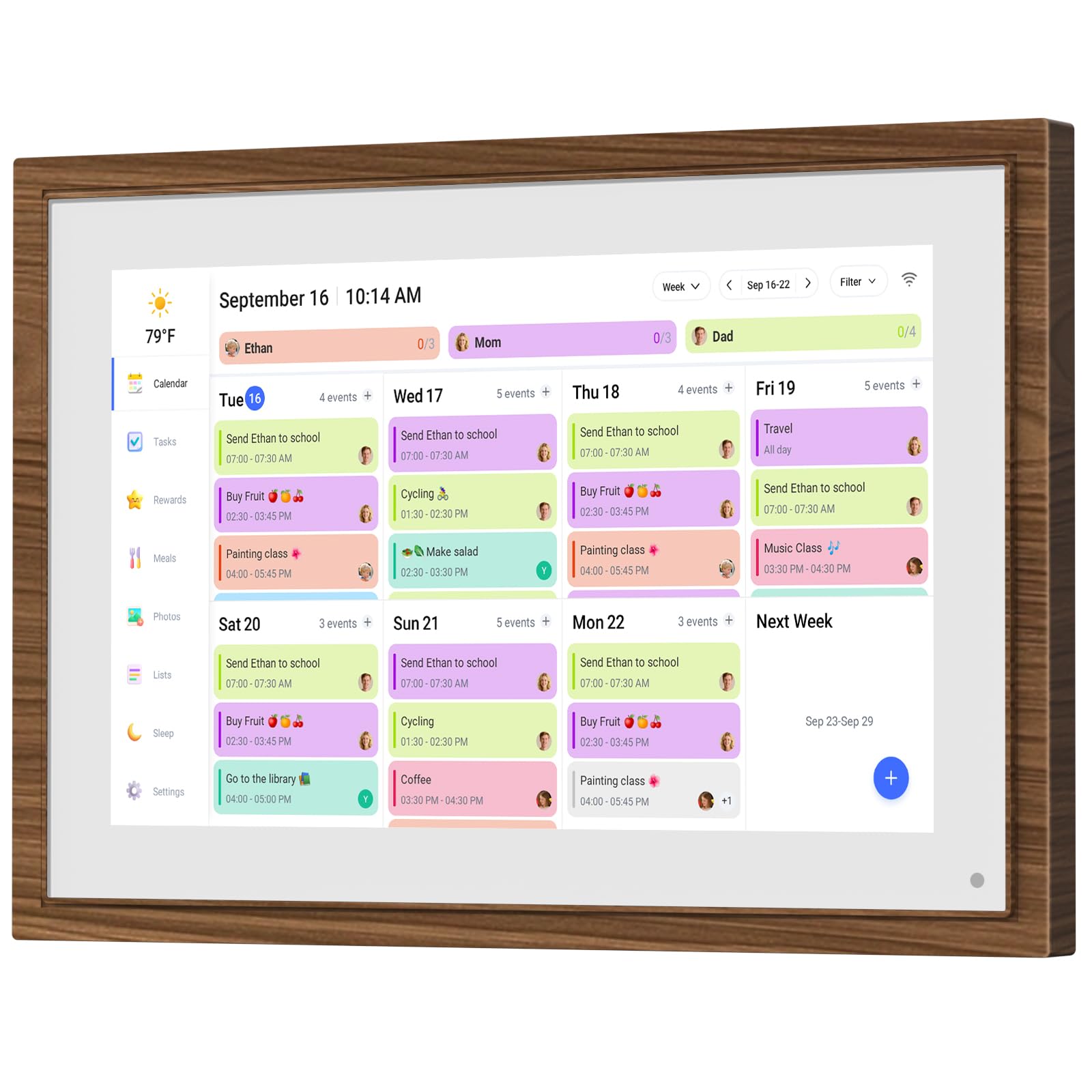 10.1 Inch Digital Calendar Chore Chart with Touchscreen - Full HD Interactive Display, Wall & Desk Mountable Family Planner, To-Do List & Meal Planner, Digital Picture Frame for Sharing Photos via App