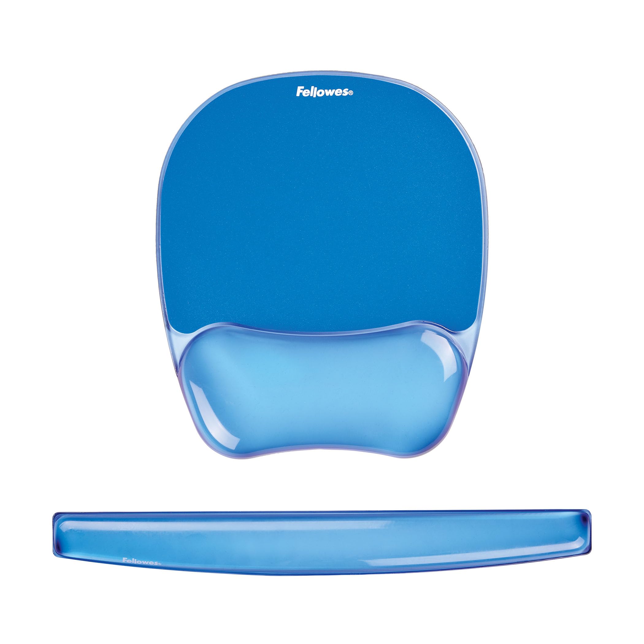 Fellowes Tappetino mouse poggiapolsi in Gel Crystals, base in gomma antiscivolo, ergonomico blu
