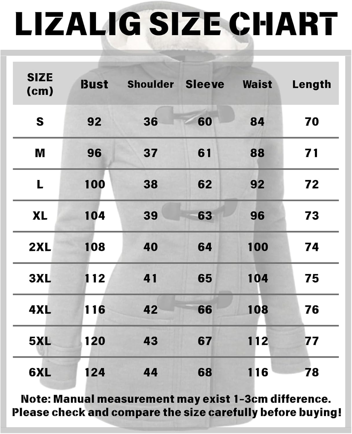 LIZALIG Womens Fashion Horn Button Fleece Thicken Fall Coat with Hood Winter Warm Jacket - Image 7