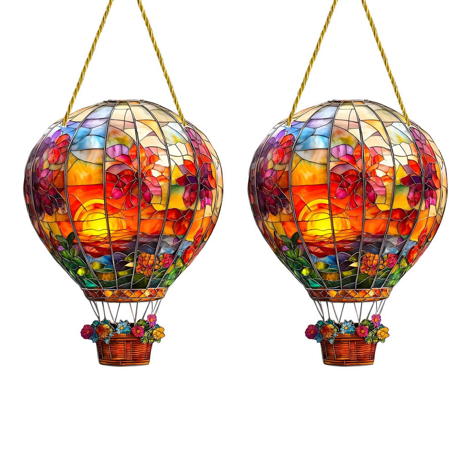 2 Pcs Hot Air Balloon Decoration, Acrylic Hot Air Balloon Light Decor, 15x20 cm Decor, Perfect for Indoor and Outdoor Balloon Lights Garden Decoration