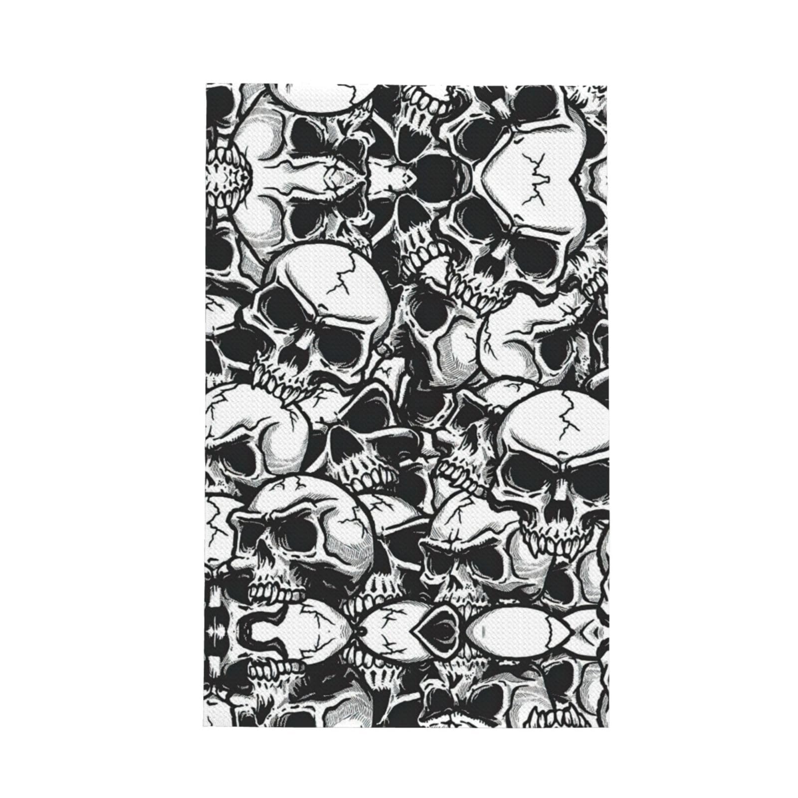 Xxahnbm Black Skulls Pattern Print Waffle Kitchen Towel,Absorbent Hand Towel