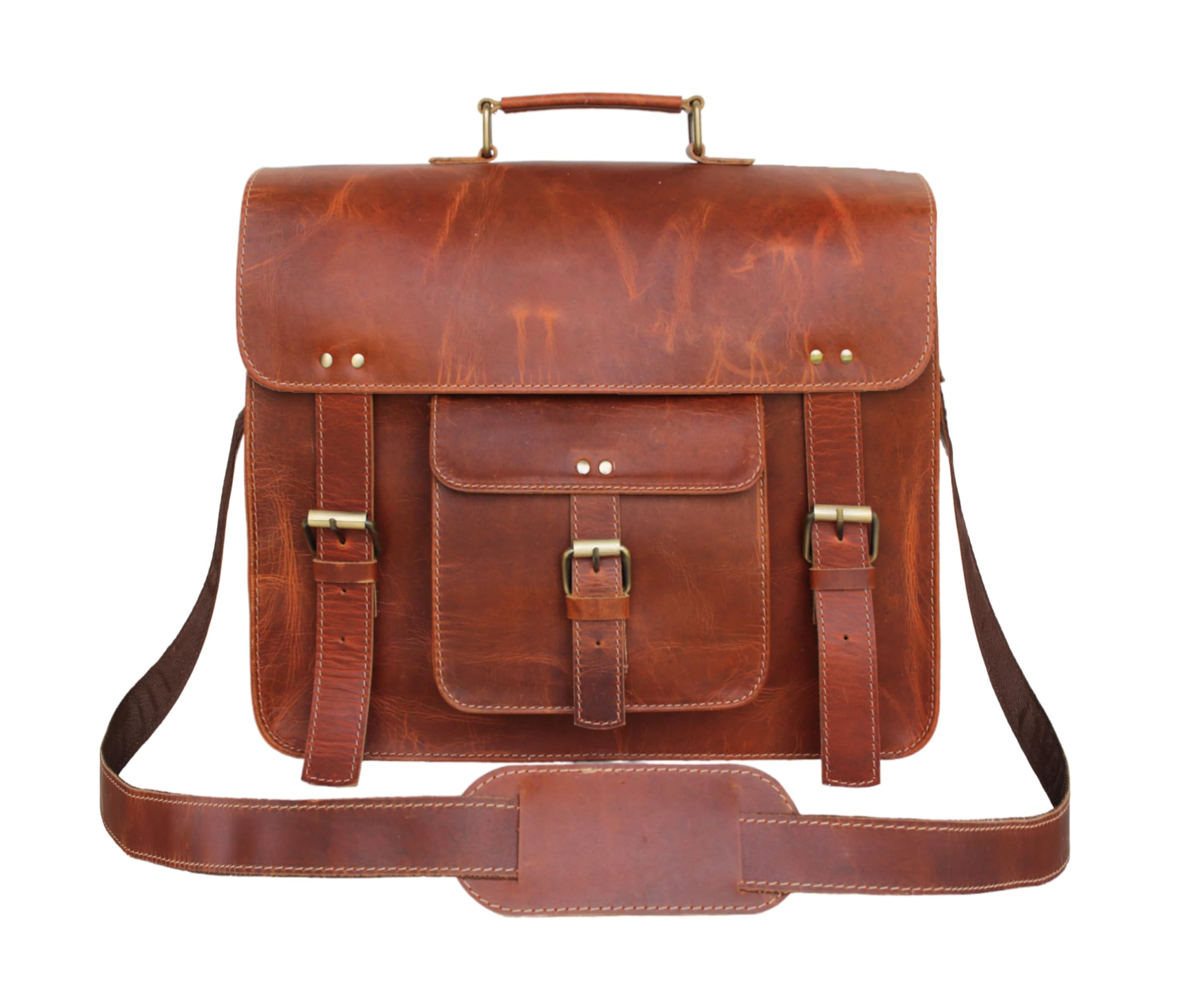 Vintage Look Leder Laptop Messenger Aktentasche Umhängetasche
