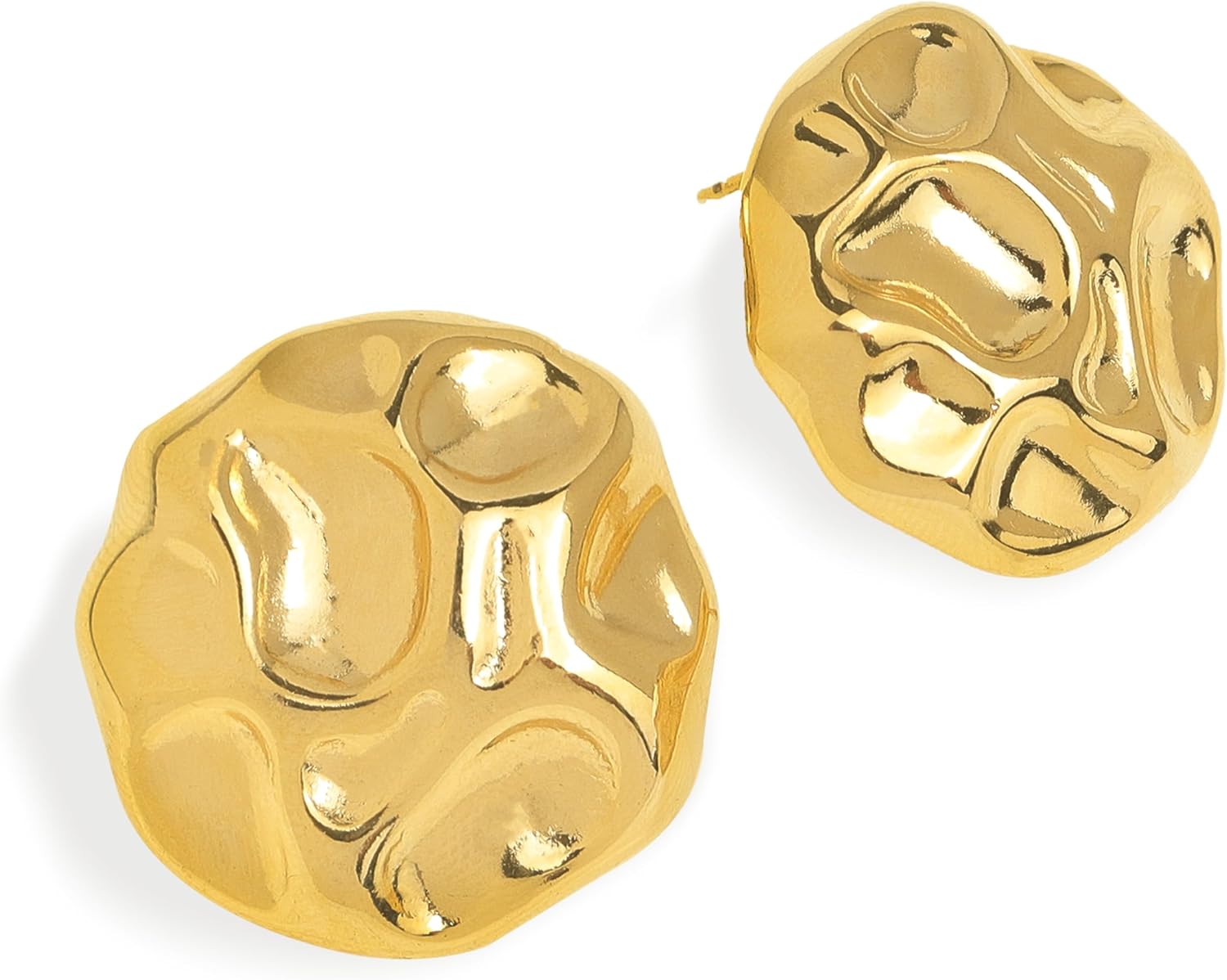 Chunky Gold Stud Earrings for Women, Trendy Statement Geometric Textured Lightweight Hypoallergenic Earing Prom Vintage Jewelry Gift