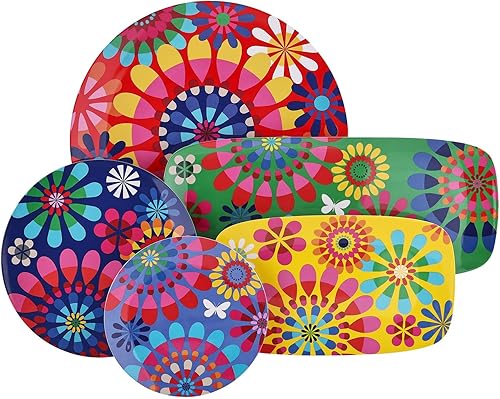 Miniatura 5 de French Bull Platos  Juego de 4 piezas  Juego de platos de melamina de 11 pulgadas  Vajilla de melamina para interiores y exteriores  Festival