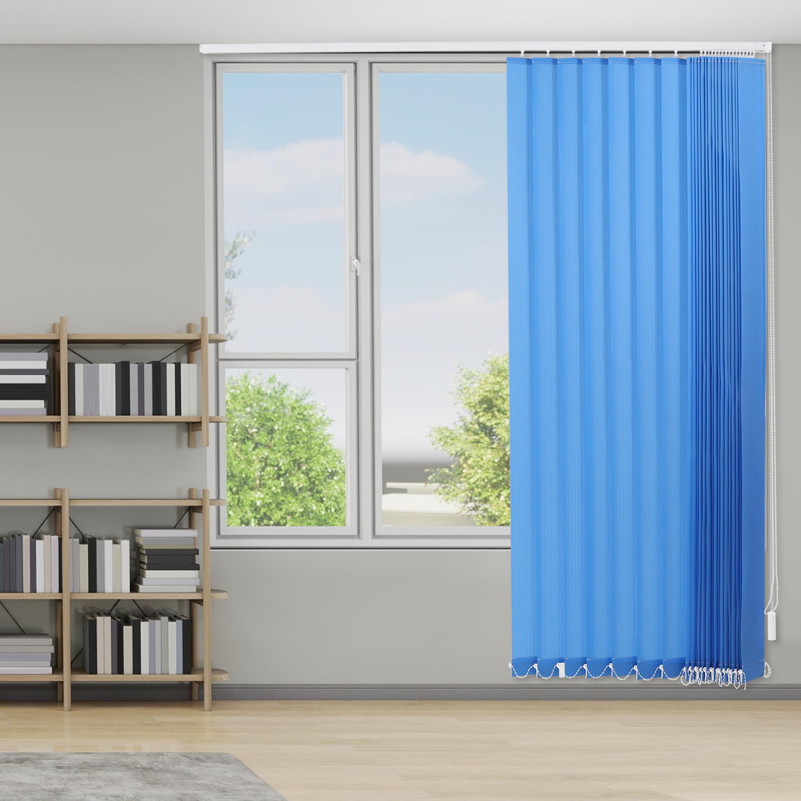 180x200cm Store à Lamelles pour Maison et Bureau, Fibre de Polyester et Alliage D'aluminium, Store Vertical Interieur, Matériel Montage Inclus, Protection de La Vie Privée (Bleu)