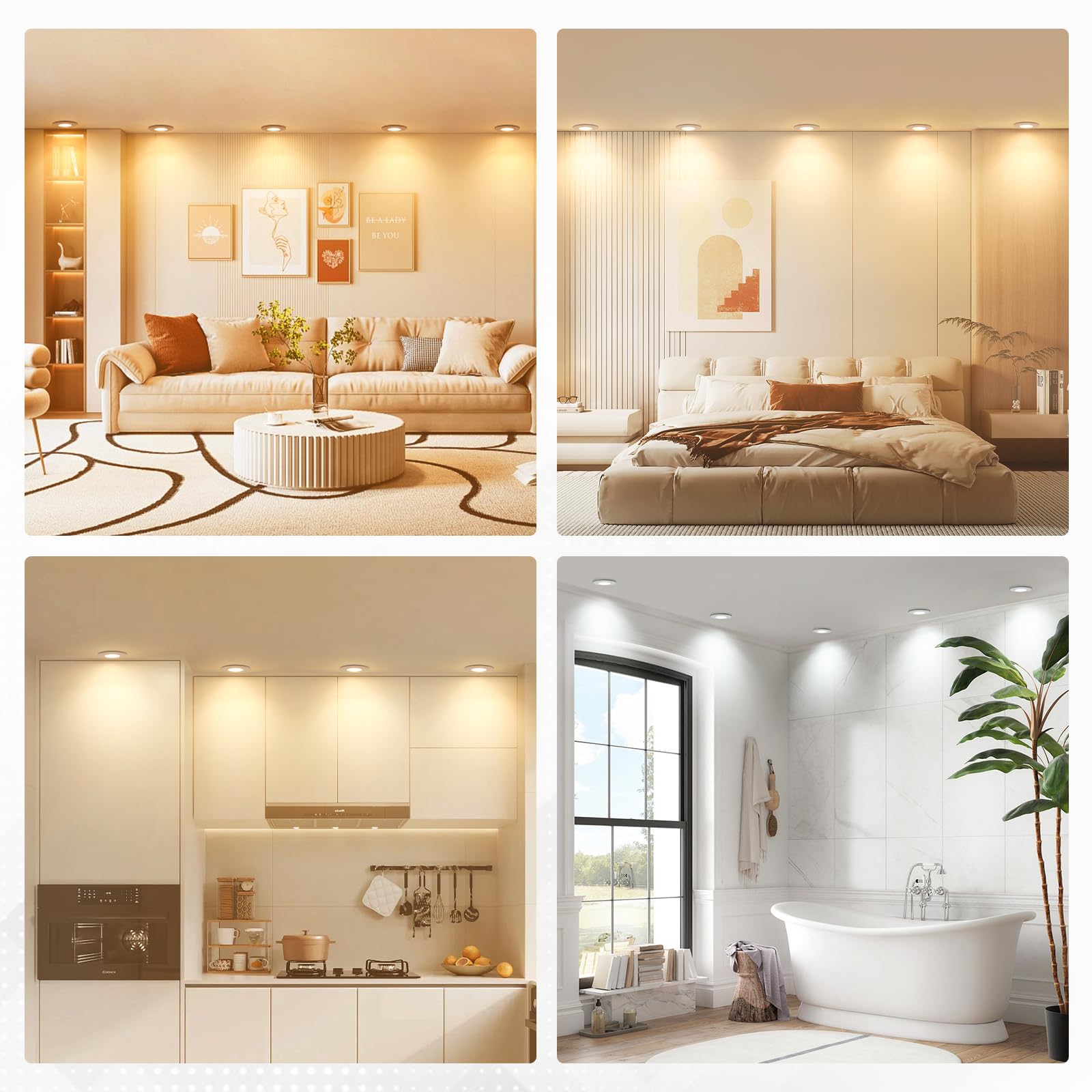 KYOTECH Reflektor LED 230 V z możliwością ściemniania 60–75 mm, reflektor LED 7 W 770 lm, bardzo płaski, reflektor sufitowy 2700 K/4000K/6000K, oświetlenie wpuszczane IP65 do łazienki Balkon do salonu
