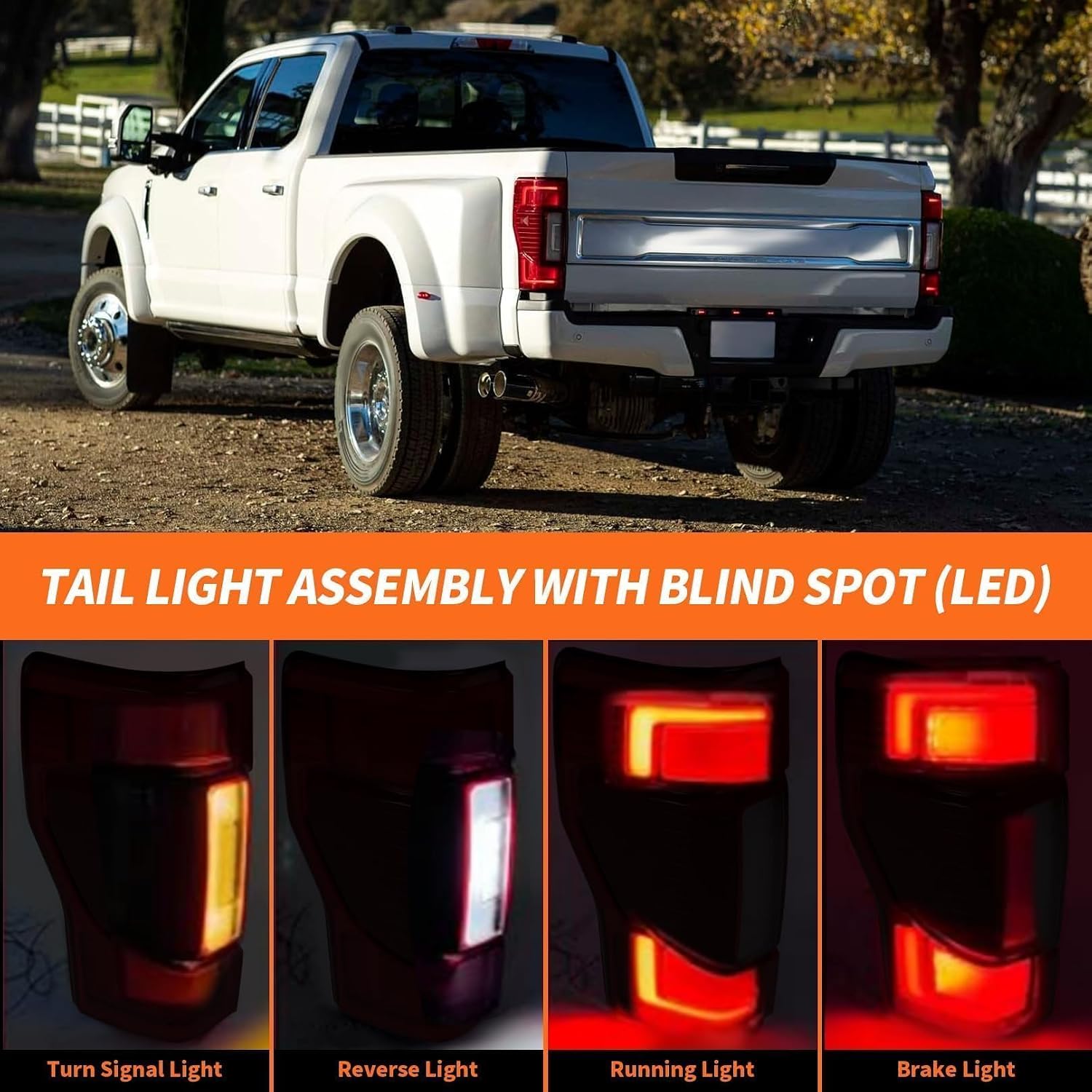Tail Light w/Blind Spot Compatible with 2020 2021 2022 (F Series) 250 350 Super Duty Rear Lamp Taillight Left Side LC3Z13405E FO2800282 (Left)