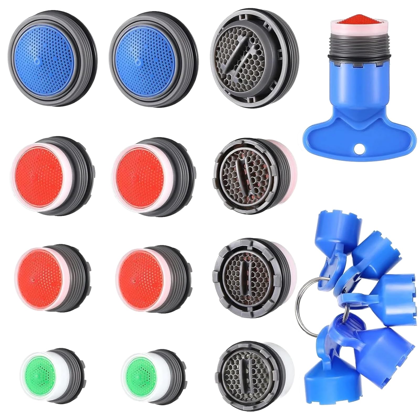 Tap Aerator Removal Tool Set – 12Pcs Flow Restrictor Aerators & 5Pcs Multi-Size Aerator Keys, Easy Install Wrench Kit for Sink Faucet M16.5/M18.5/M21.5/M24mm, Bathroom Kitchen Accessories-image-11