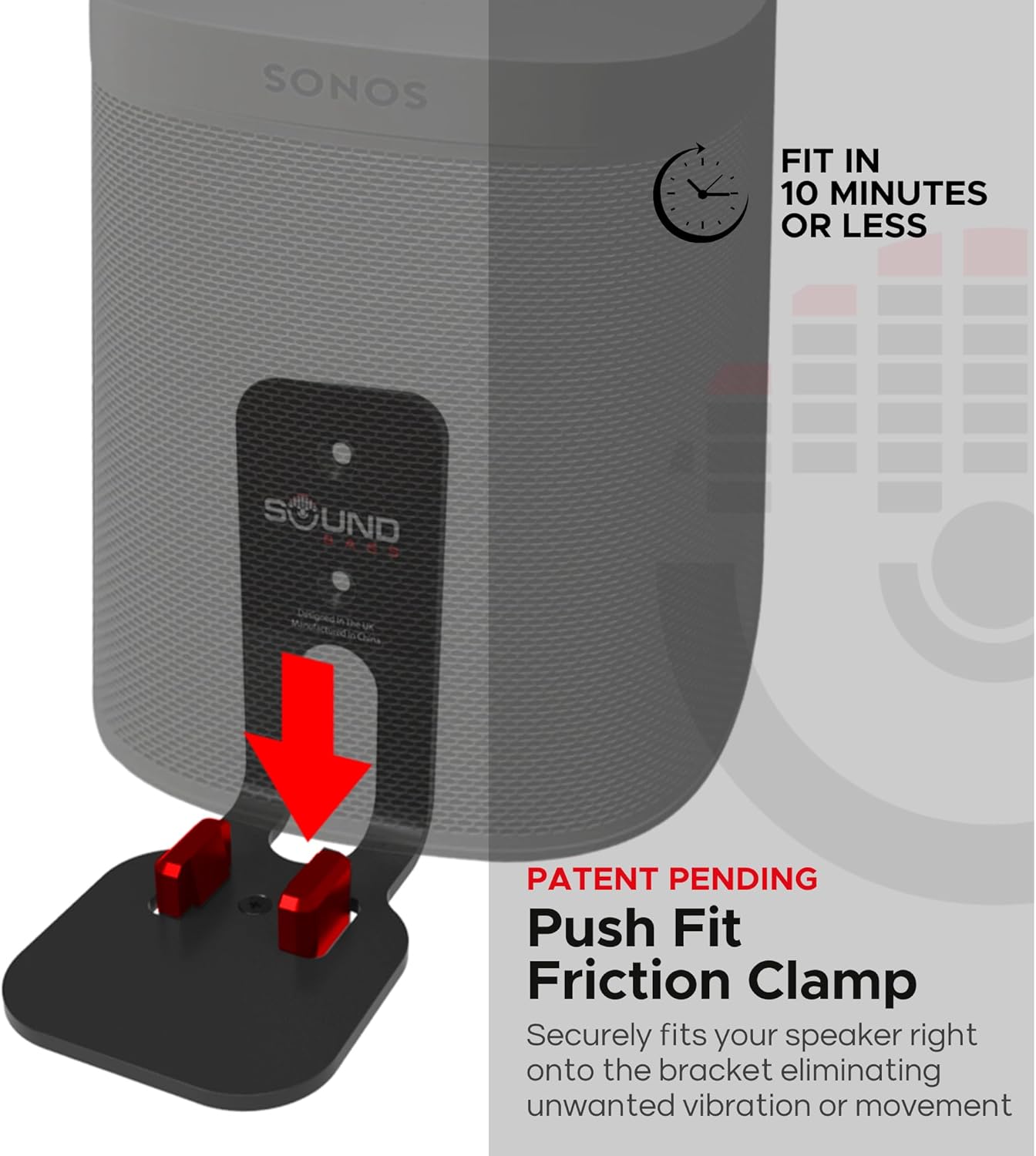 Sound Bass ONE, ONE Gen 2, ONE SL & Play:1 Wall Mount Bracket, Twin Pack [2pcs], Black, Compatible with Sonos ONE, ONE Gen 2, ONE SL & PLAY1 Speaker - Image 6