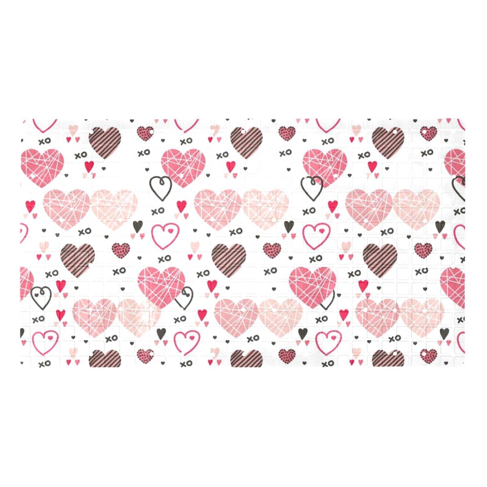 Tapis de bain antidérapant Bennigiry 40x70 cm avec ventouses et cœurs roses