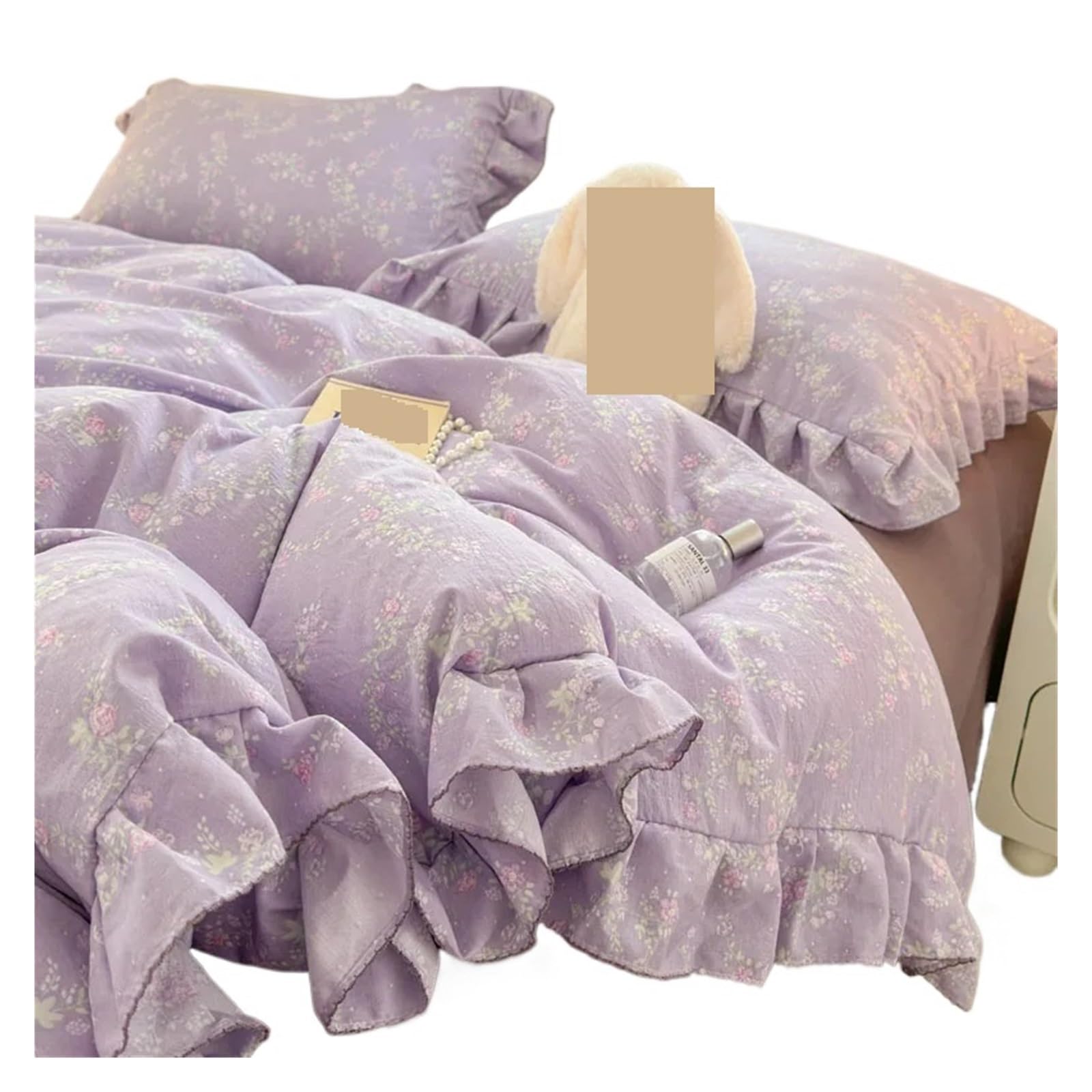 GCYEIDMA Ruffle Duvet Cover Bedding Sets Ruffle Lace Bow Quilt Cover Bedclothes Decor Woman Bedroom Duvet 4pcs(Color 3,180x220cm 4pcs)