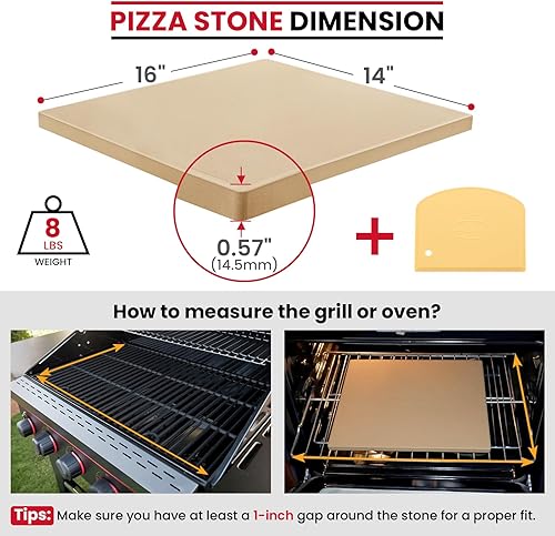 Miniatura 2 de Unicook Piedra grande para pizza para horno y parrilla, piedra de hornear resistente para pan, bandeja de pizza de cordierita resistente a
