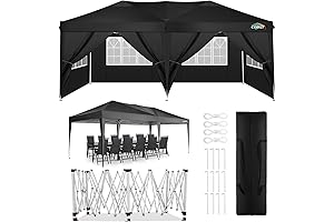 COBIZI 10x20 Pop Up Canopy Tent with 6 Sides, Black