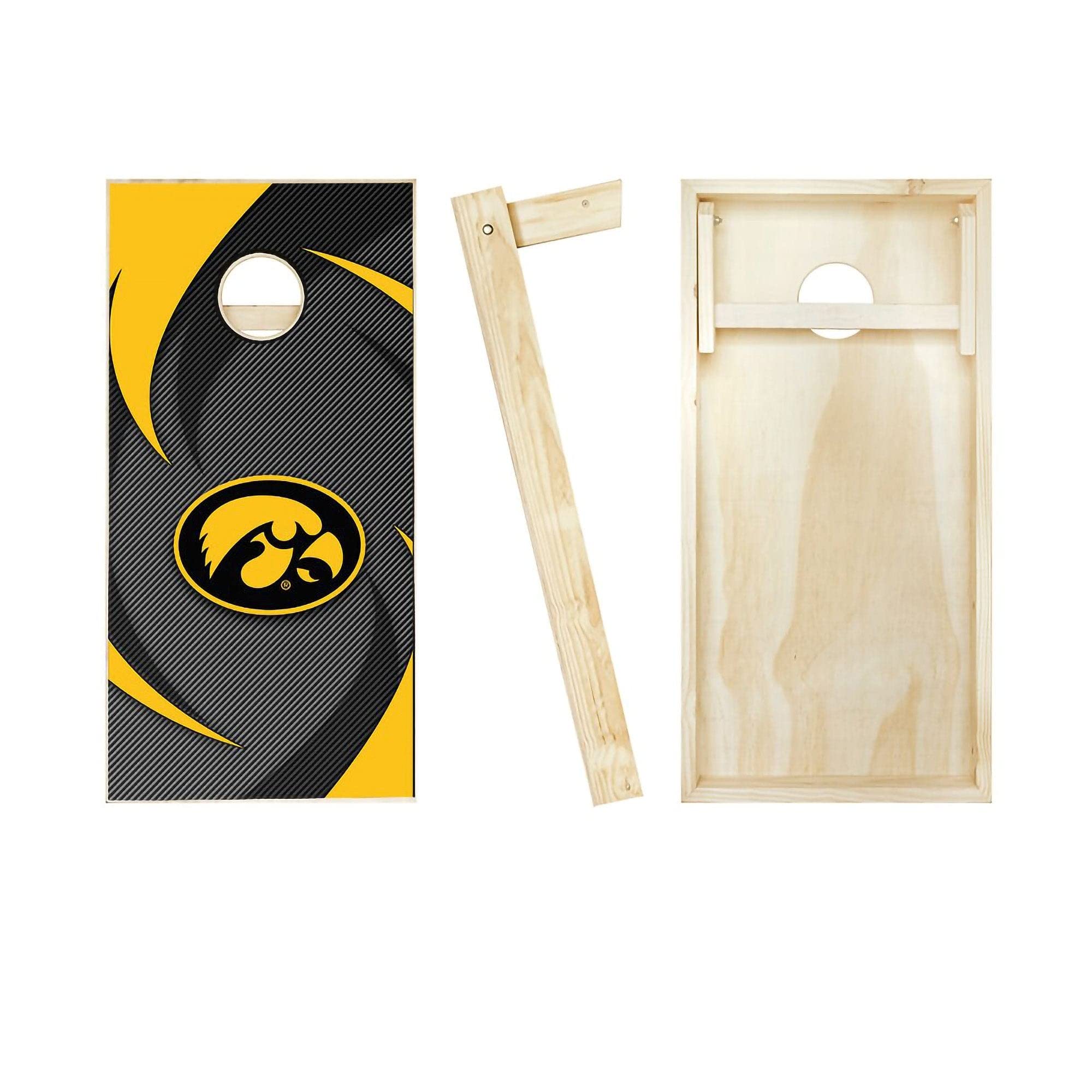 Skip's Garage Iowa Hawk Swoosh Cornhole Set - Include Edge Lights + Score Tower