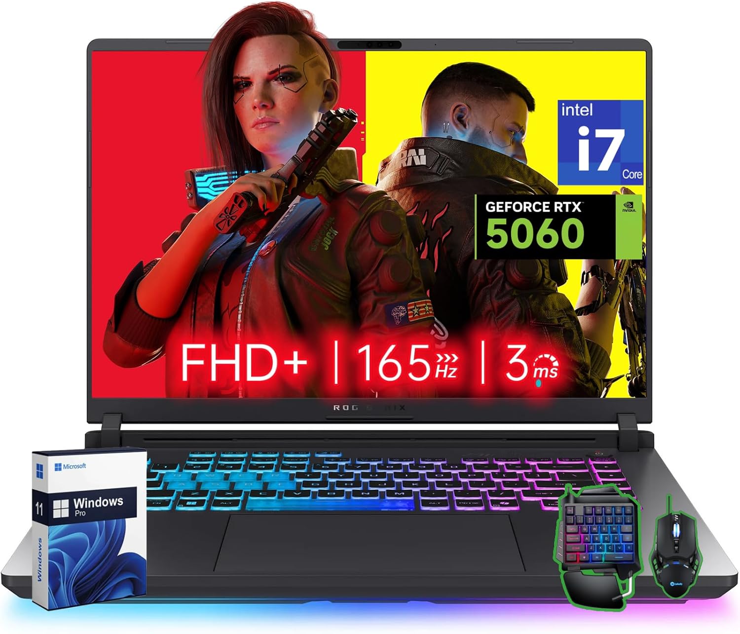 ASUS ROG Strix G16 Gaming Laptop 2025, Intel Core i7 Processor 14650HX, NVIDIA GeForce RTX 5060 GPU, 16″ FHD+ 165Hz/3ms Nebula Display, 64 GB DDR5, 4 TB Gen 4 SSD, Wi-Fi 7, Windows 11 Pro, Accessories