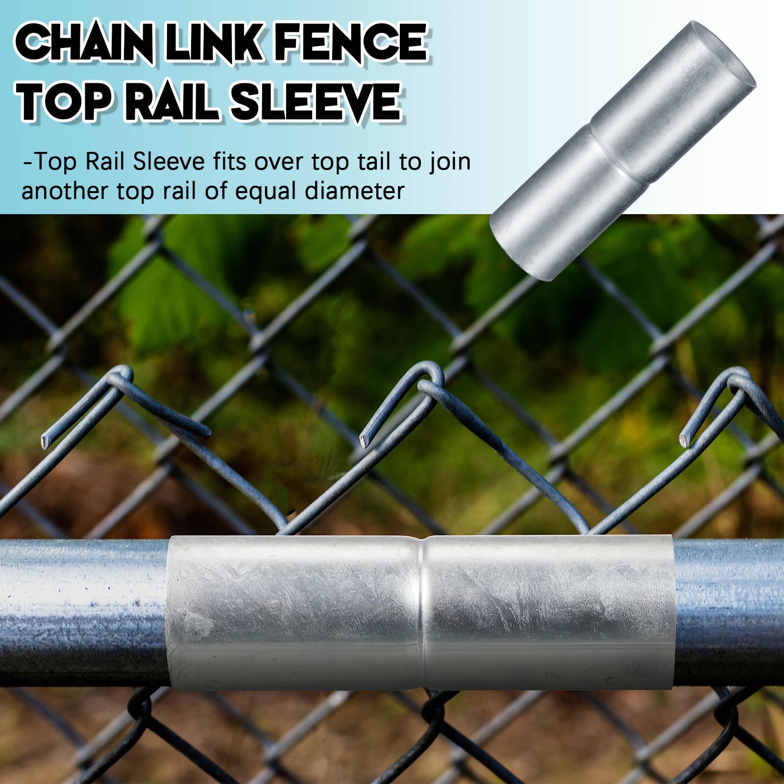 Amazon.com: Tandefio 8 PCS Top Rail Sleeve Galvanized Steel Chain Link  Fence Top Rail Sleeve for Rail/Pipe (1-5/8