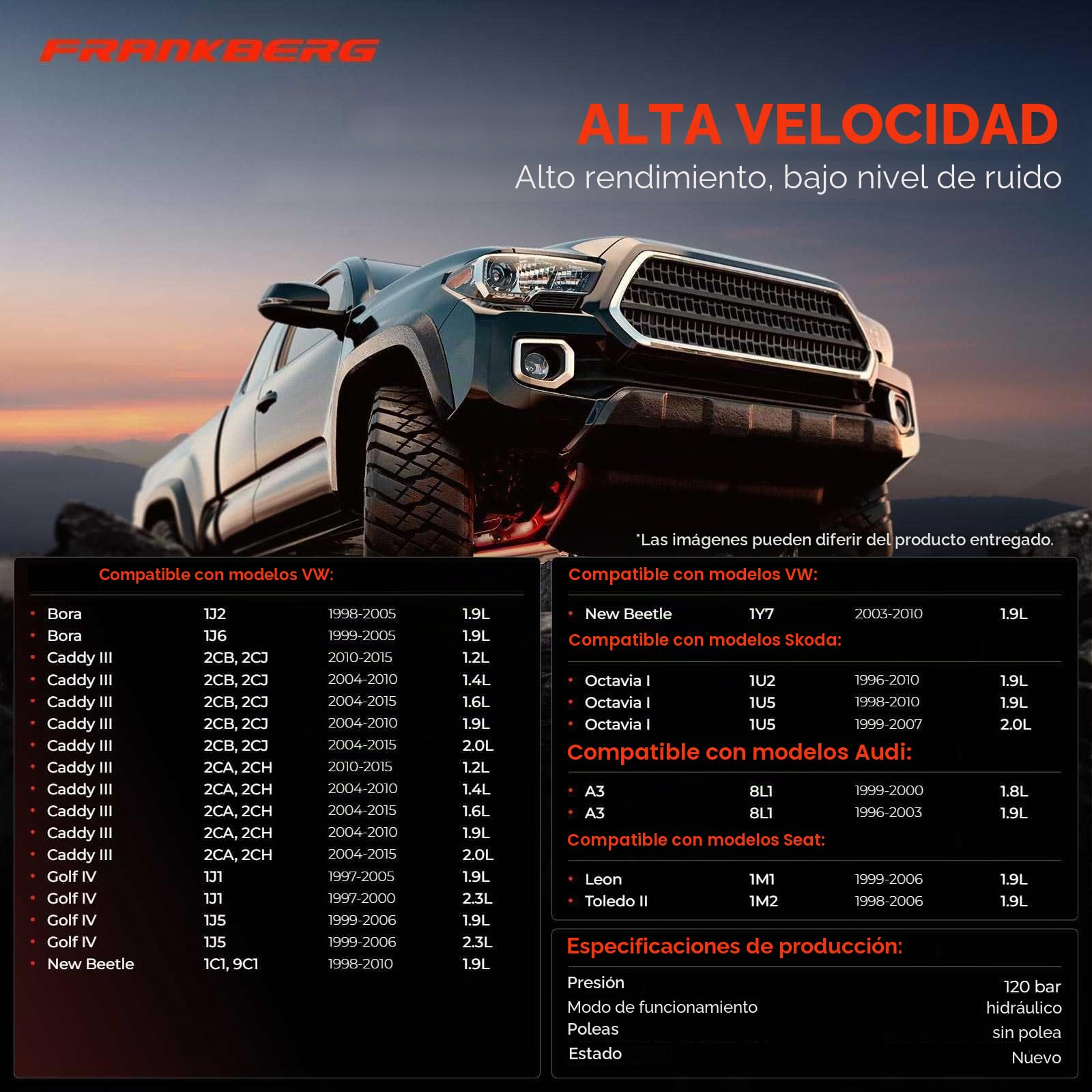 Frankberg Bomba servo bomba de dirección asistida Compatible con Golf IV 1J1 O.c.t.a.v.i.a I Combi 1U5 A3 8L1 Golf IV Variante 1J5 New Beetle cabrio 1Y7 Replace# 1J0422154X