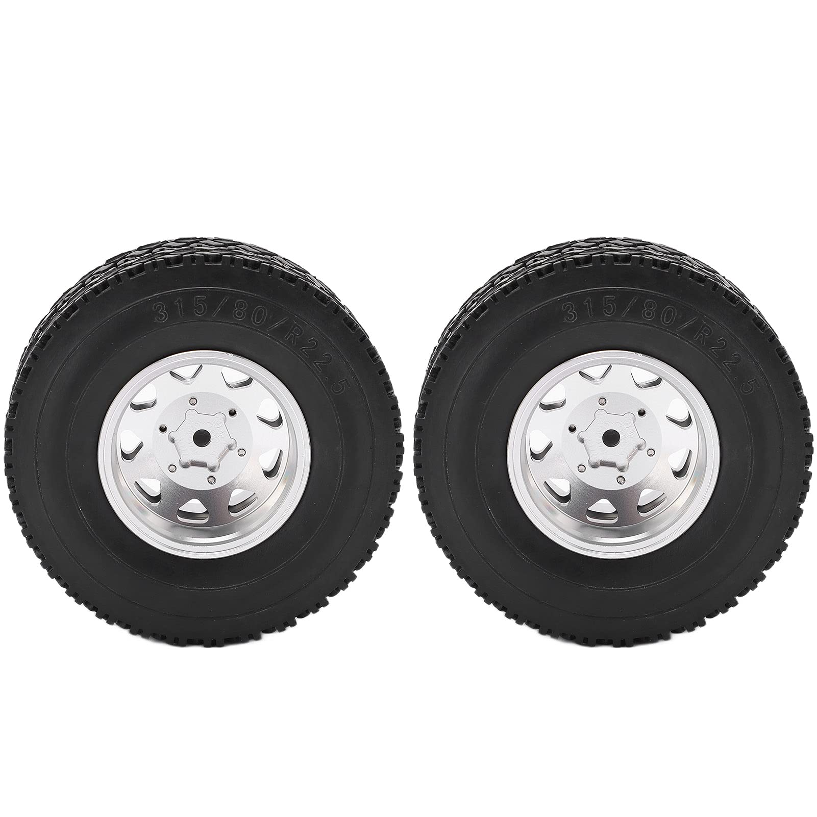 RC felgi piasty tylnego koła ze stopu aluminium z gumowymi oponami do przyczepy Tamiya 1/14 traktora, wywrotka (srebrna)