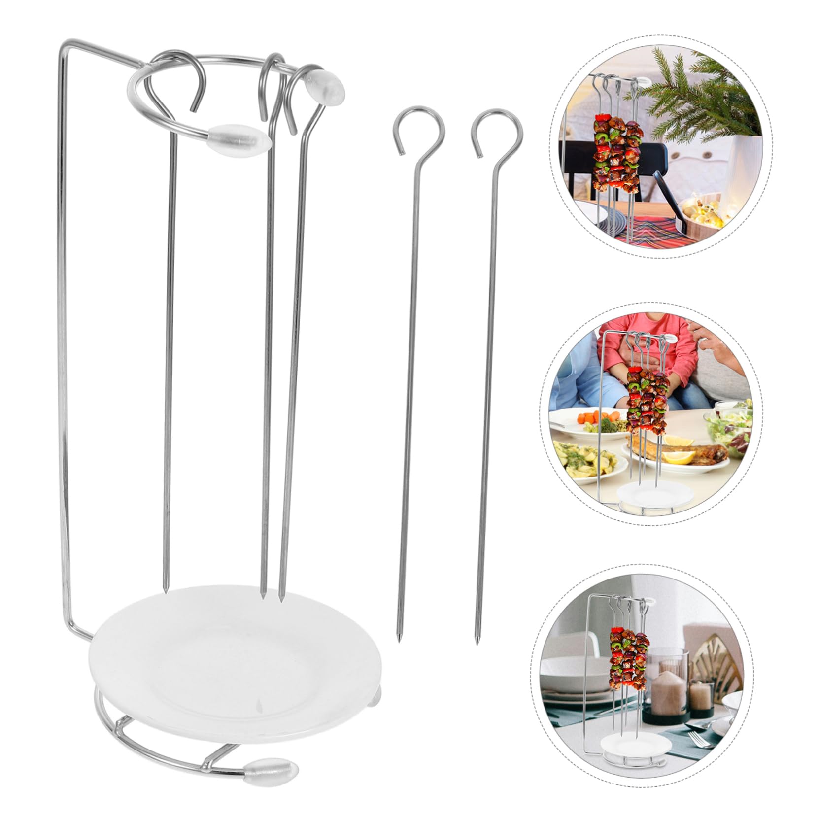 Kisangel Supporto per Spiedini Facile da Trasportare e Portatile in Acciaio Inossidabile per Barbecue Set da 1 per Grigliate All'aperto e Campeggio