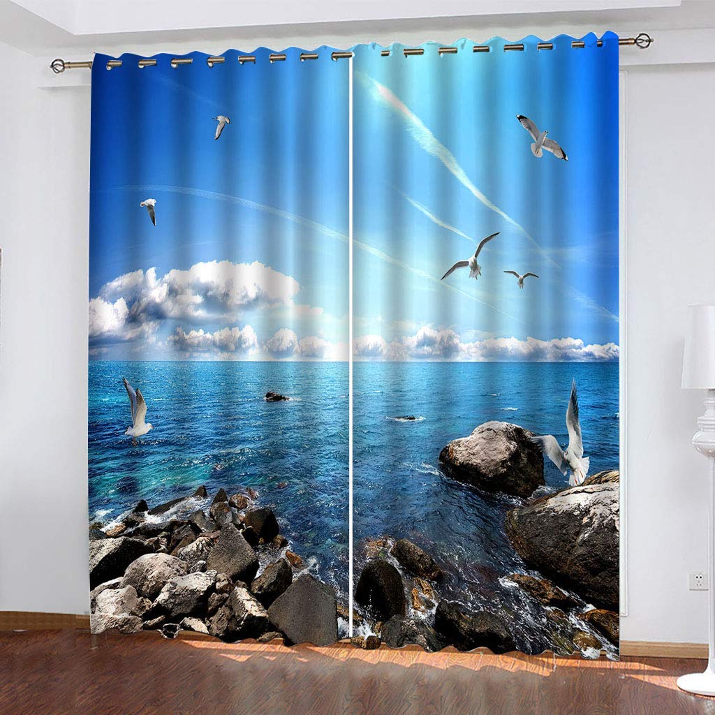 Maynuo Girls Curtains For Bedroom 3D Reef And Sea Scenery Eyelet Top Curtain For 62X78inch Kids Window Treatments For Home Decoration Thermal