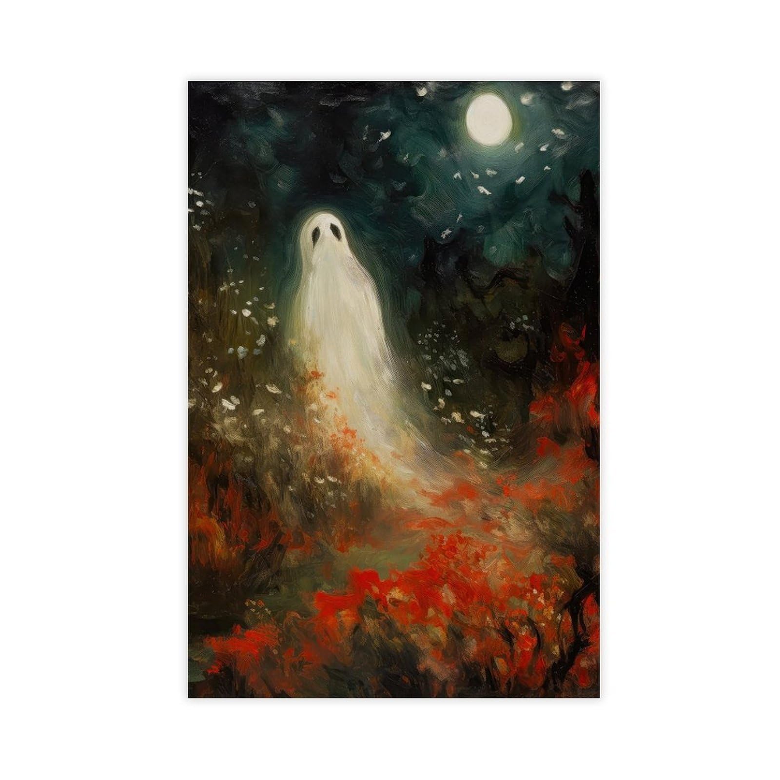 Bareronor Red Ghost Poster Canvas Poster Bedroom Decor Landscape Office Room Decor Gift 12" L X 18" W