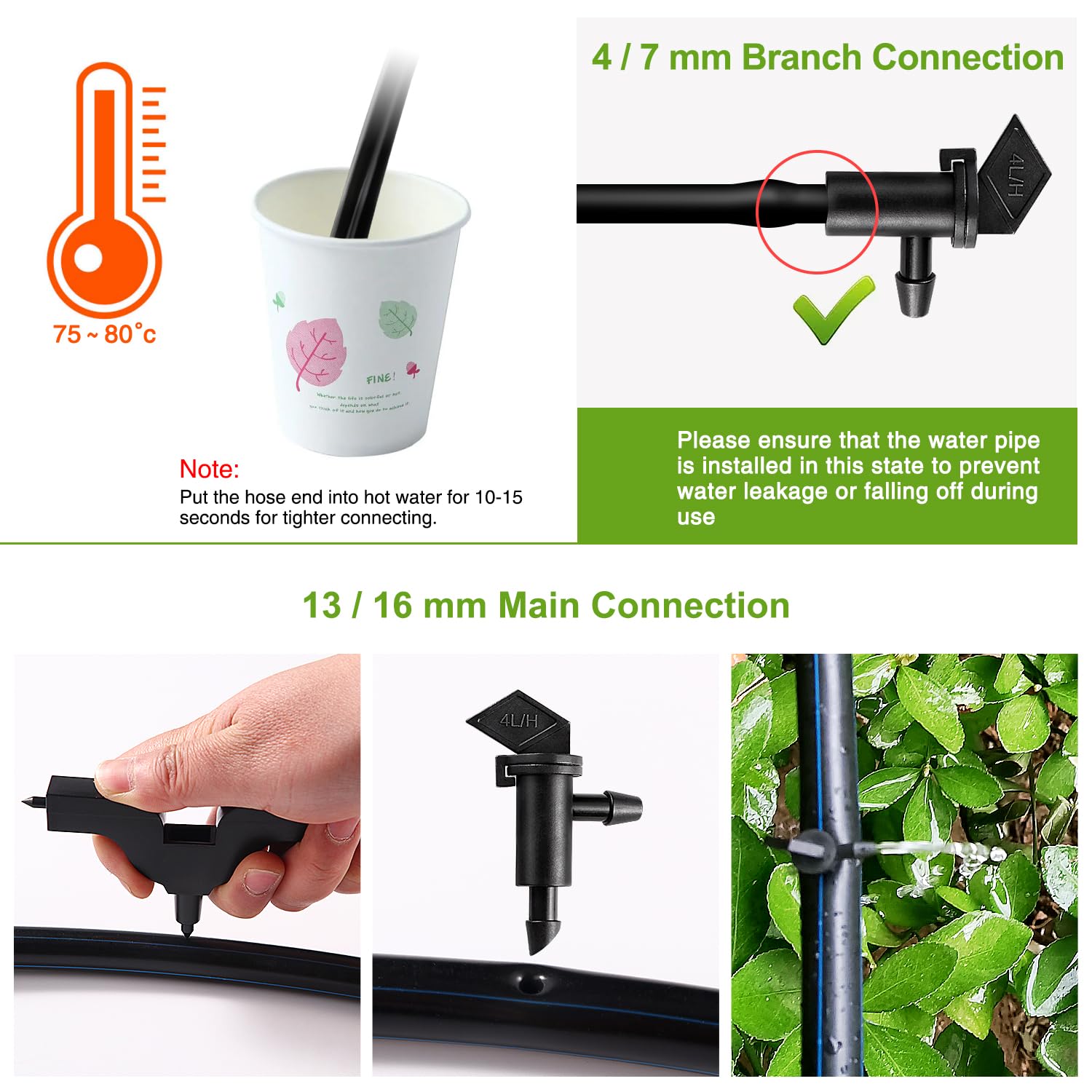 VooGenzek 60 PCS 1 GPH 4 L/H Irrigation Flag Dripper, Drip Emitter for Garden Emitter Sprinkler Drippers - Image 4