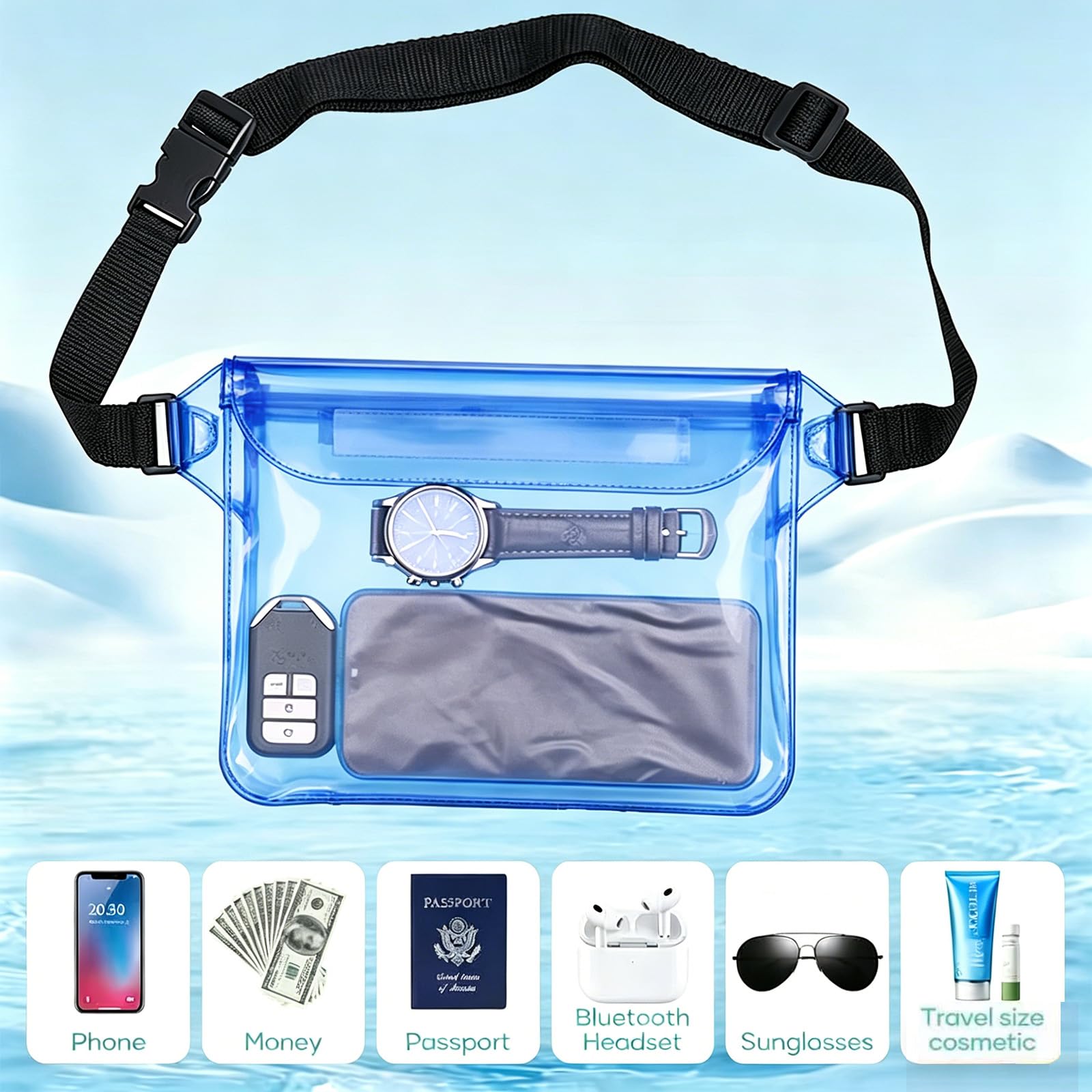 3 Bolsas Impermeables para Proteger Teléfonos Móviles, Tarjetas, iPad y Dinero en Efectivo del Agua, Adecuado para Deportes Acuáticos, Rafting, Natación, Snorkel, Kayak, Pesca