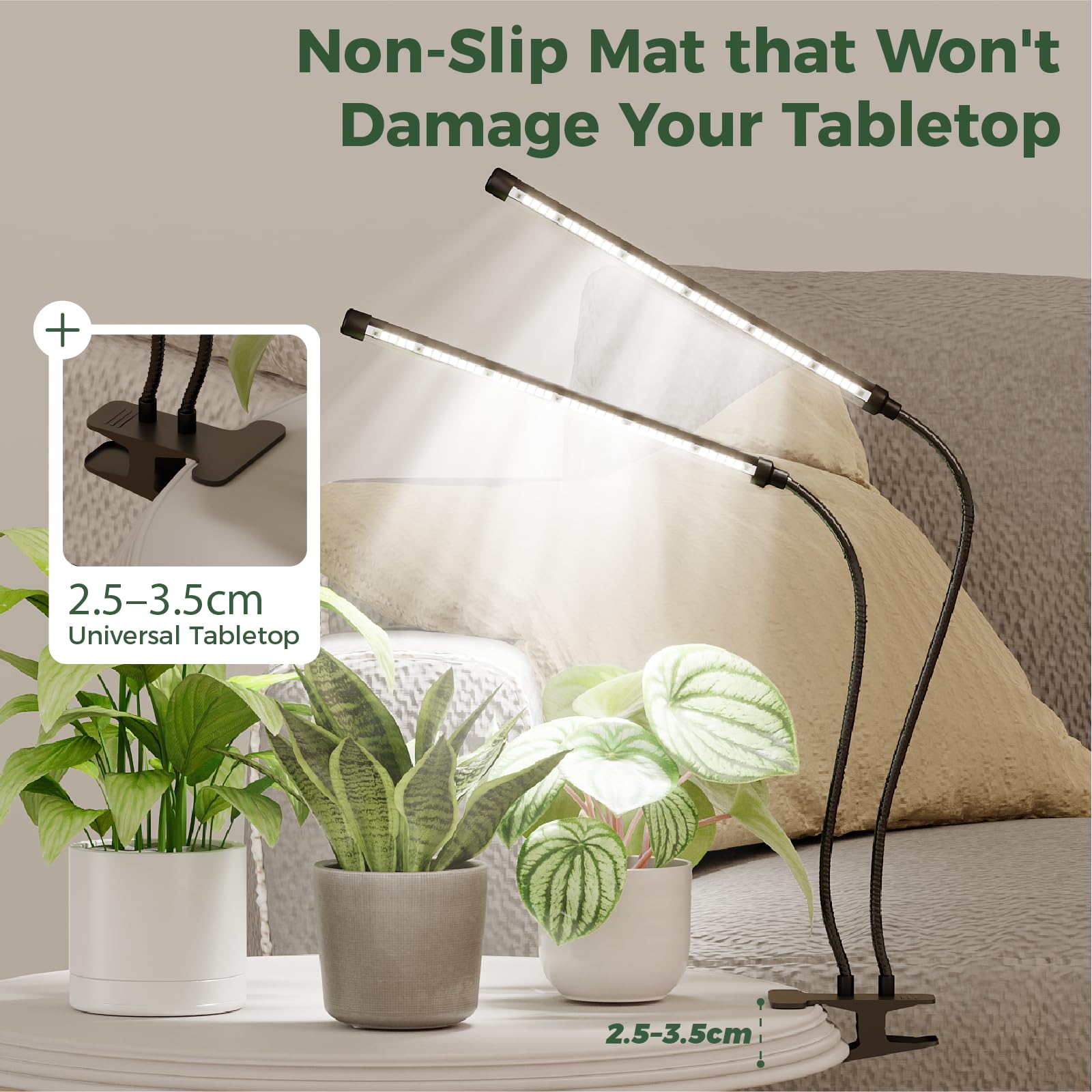 Bamworld Lampada a LED a spettro completo, lampada per piante da interno, lampada a risparmio energetico, regolabile in altezza e funzione timer, adatta per piante ed erbe aromatiche