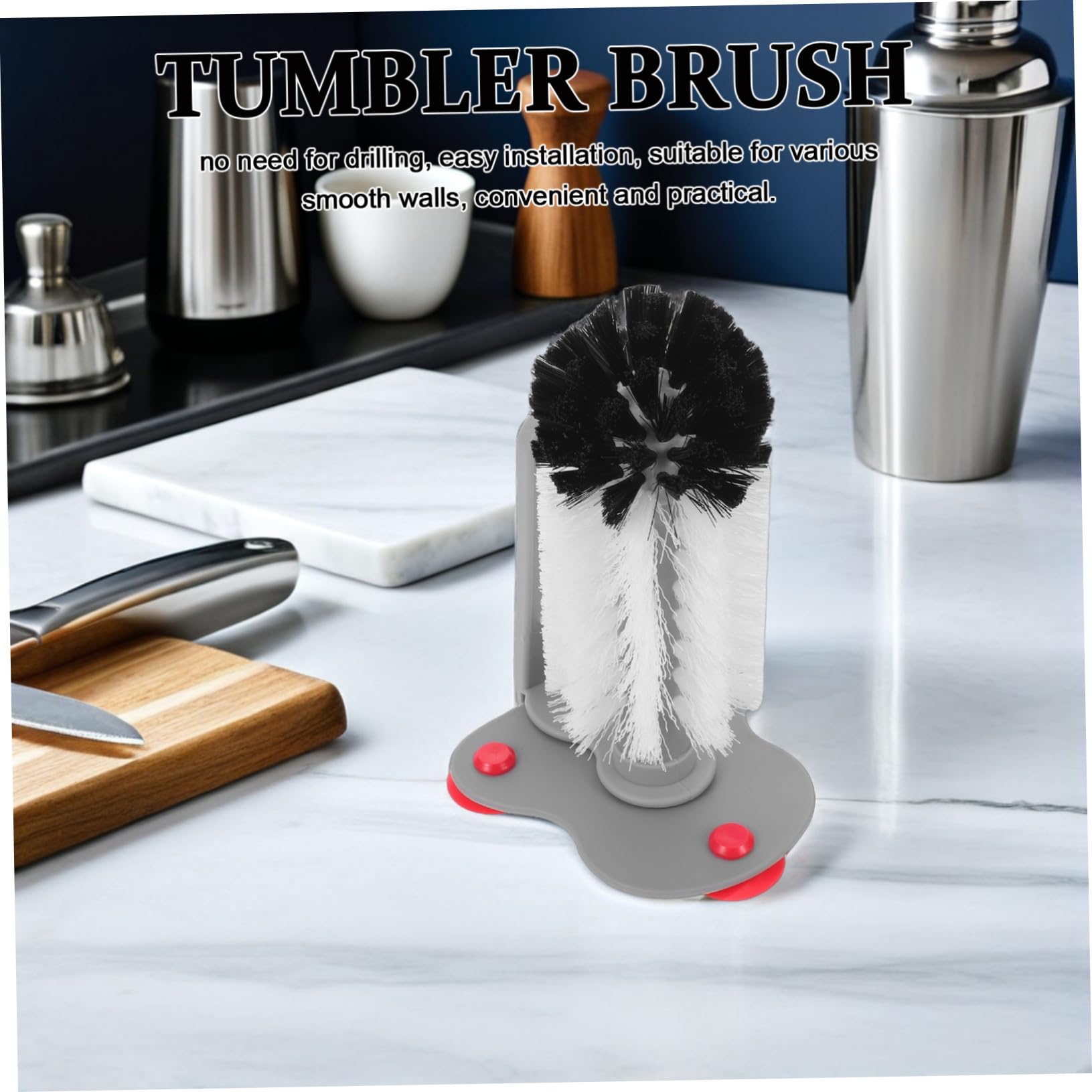 2stücke Glasbecherreiniger mit Saugnapf Rotierend für Flaschenbürste aus Wandbürste für Kaffeetassen Multifunktionsbürste zum Spülen von Gläsern und Teebechern
