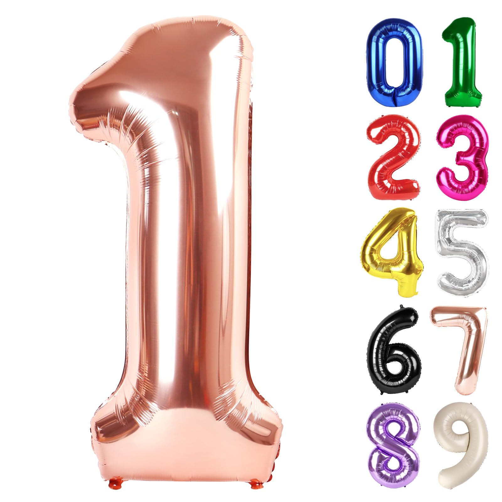 Photo 1 of 1 Balloon - Rose Gold Birthday Number Balloons, 40 Inch Large Foil Balloons Rose Gold Themed Birthday Decorations