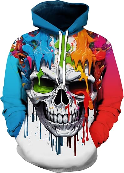 Unisex Graphic Hoodies, 3D Novelty Pullover Sweatshirt, Xmas Men Women Gifts, Black White Galaxy Print Flag