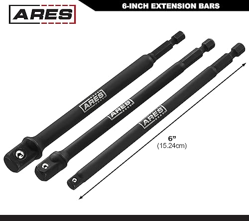 Vista 3 de ARES 22023 - Juego de Adaptadores de Dados de Grado de Impacto de 6 Pulgadas - Convierte el Taladro Atornillador de Impacto en Atornillador de Dados