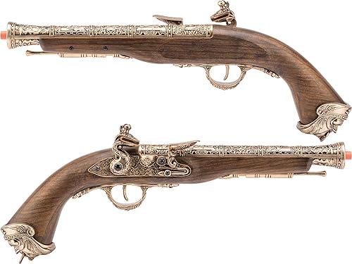 Miniatura 3 de Evike Airsoft - Pistola de Airsoft de alta potencia pirata HFC del siglo XVIII (color: dorado/CO2)