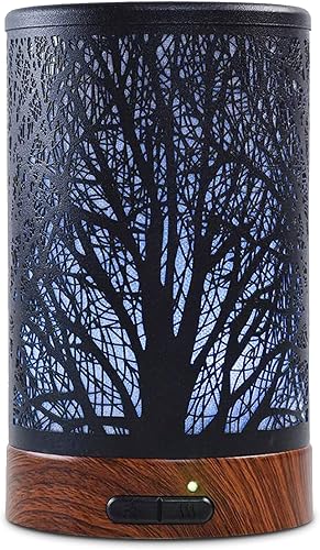 EQUSUPRO Essential Oil Diffuser 150ml Black Metal Aromatherapy Oil Diffuser Ultrasonic Cool Mist Diffuser with Auto Shut-Off Protection,7 Colors