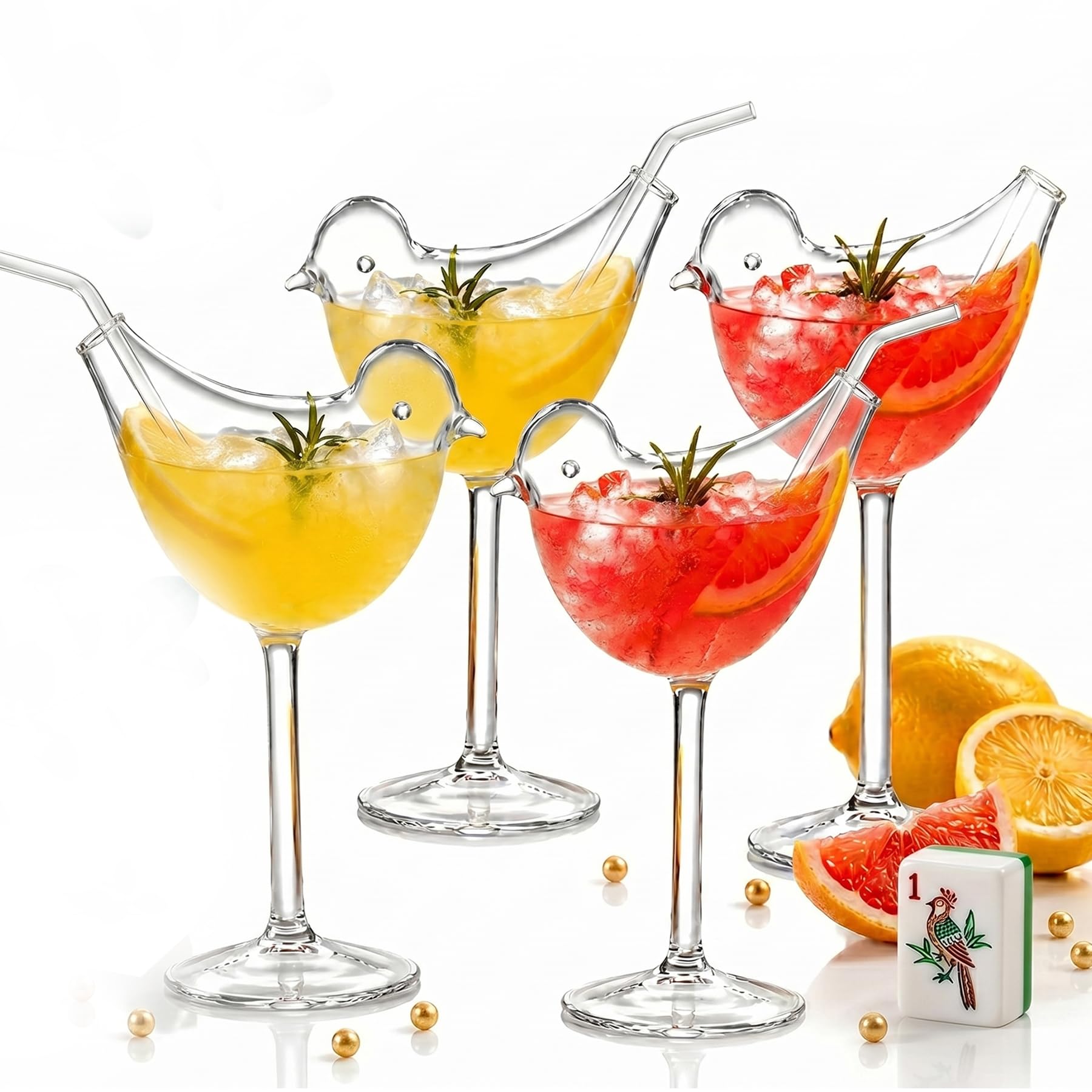 Verres cocktail oiseau haut de gamme en verre soufflé traditionnel