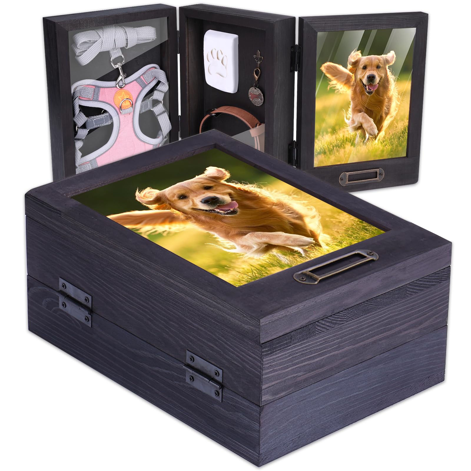 XKDOUS Tri-Fold Premium Solid Wood Photo Frame 6×8', pet Memorial Gifts for Loss of Dogs, Pet Picture Frame, Dogs & Cats Loss of Dog Sympathy Gift,