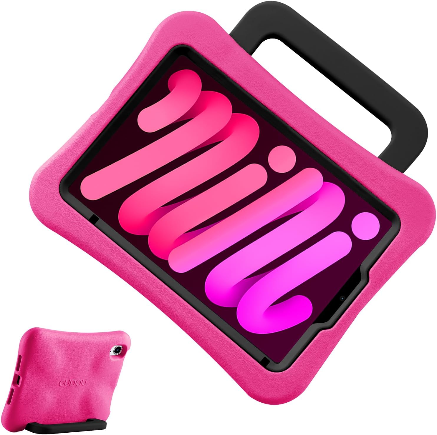 Kids Case for iPad Mini 7 (A17 Pro) 2024 /iPad Mini6 2021, Light Weight Heavy Duty/Shockproof/Drop Proof with Handle/Kickstand, Child Friendly Cover for iPad Mini 7th/6th Gen 8.3inch (Hot Pink)