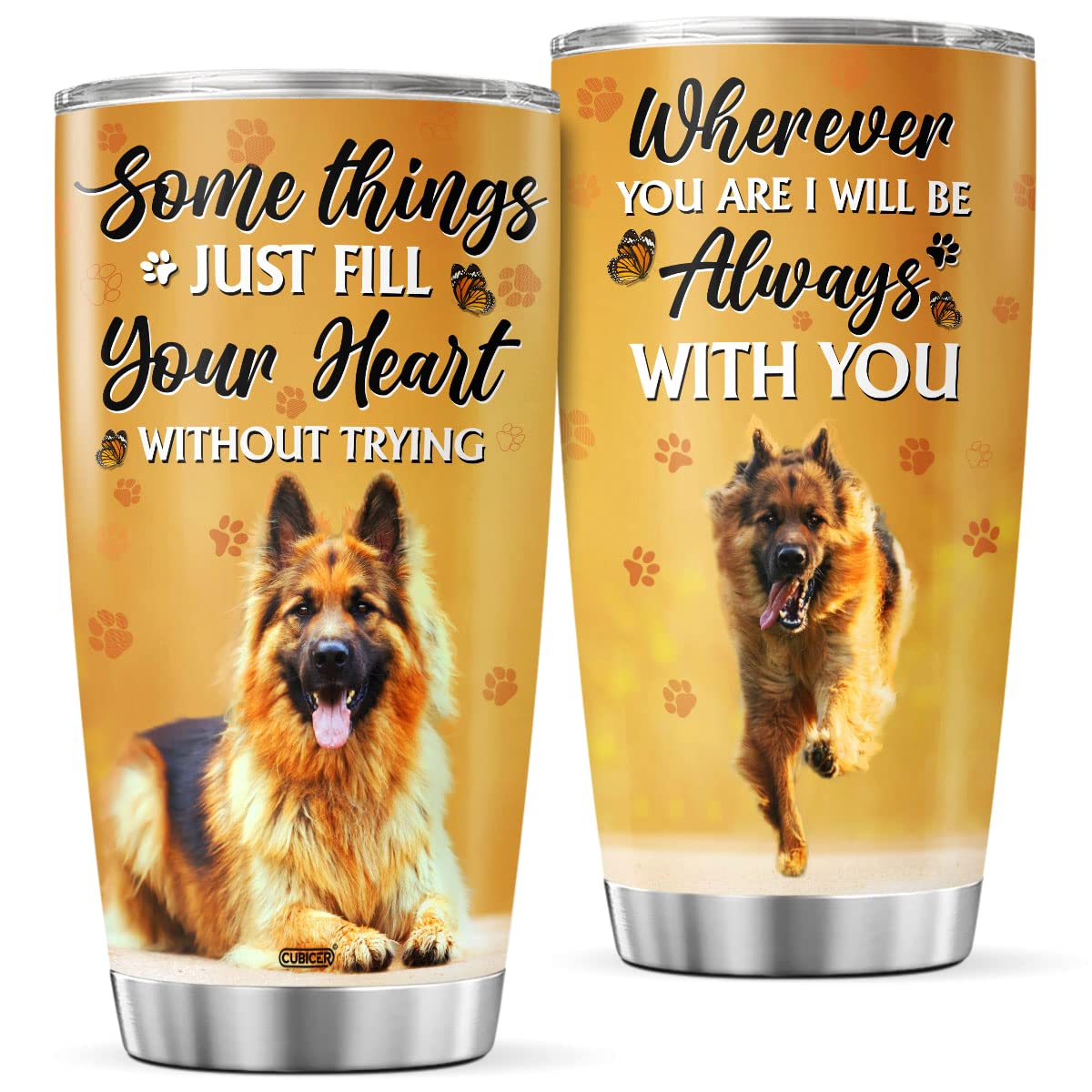 CUBICERShepherd Dog Coffee Tumbler Travel Mug With Lid Birthday Gifts For Women Men Mom Dad Teens Boys Girls Pet Owners Insulated Cup Stainless Steel Tumblers Hot And Cold Funny Sayings