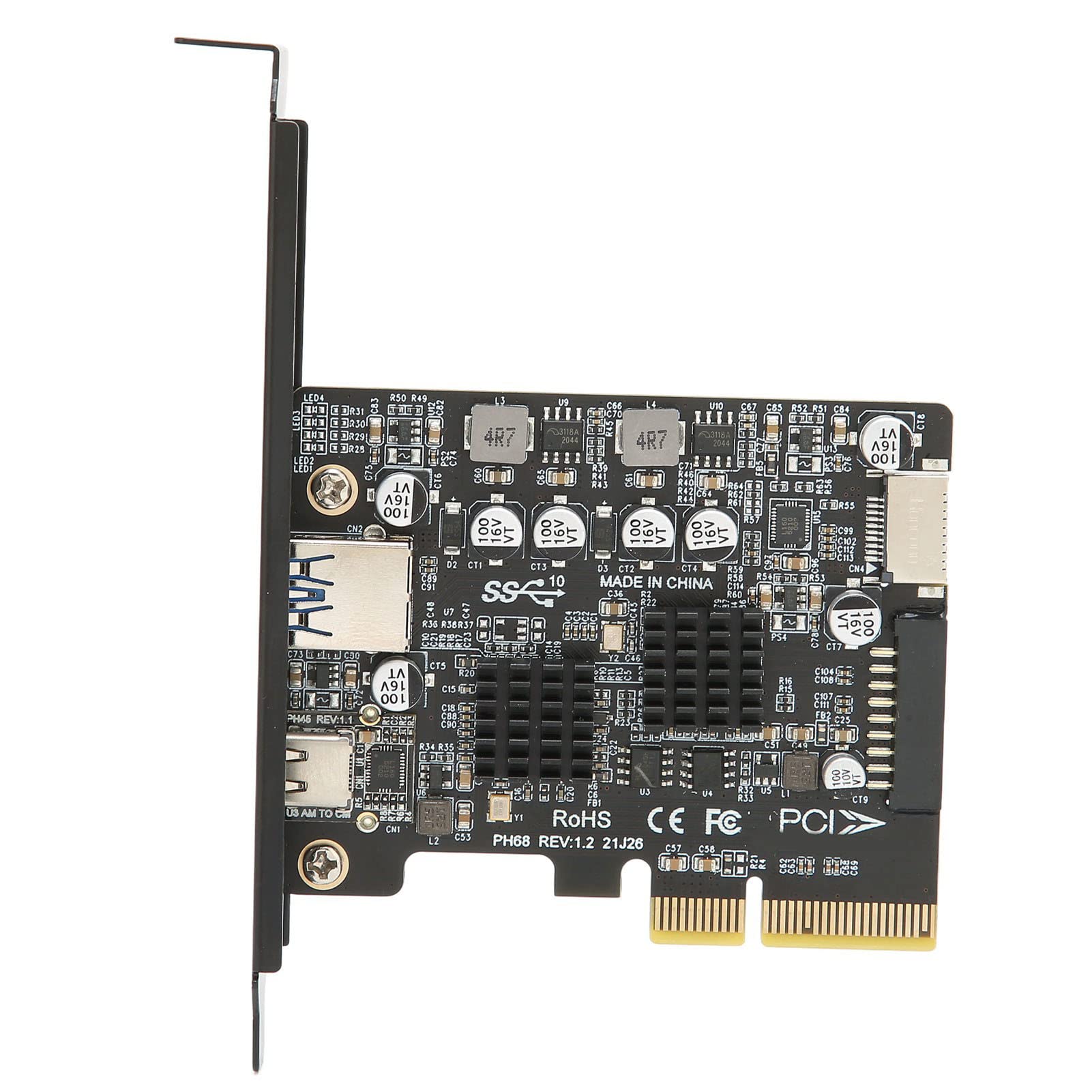 SIXRUN Karta Rozszerzająca PCIE 3.0 do USB 3.2, Pełny Interfejs 10Gbps