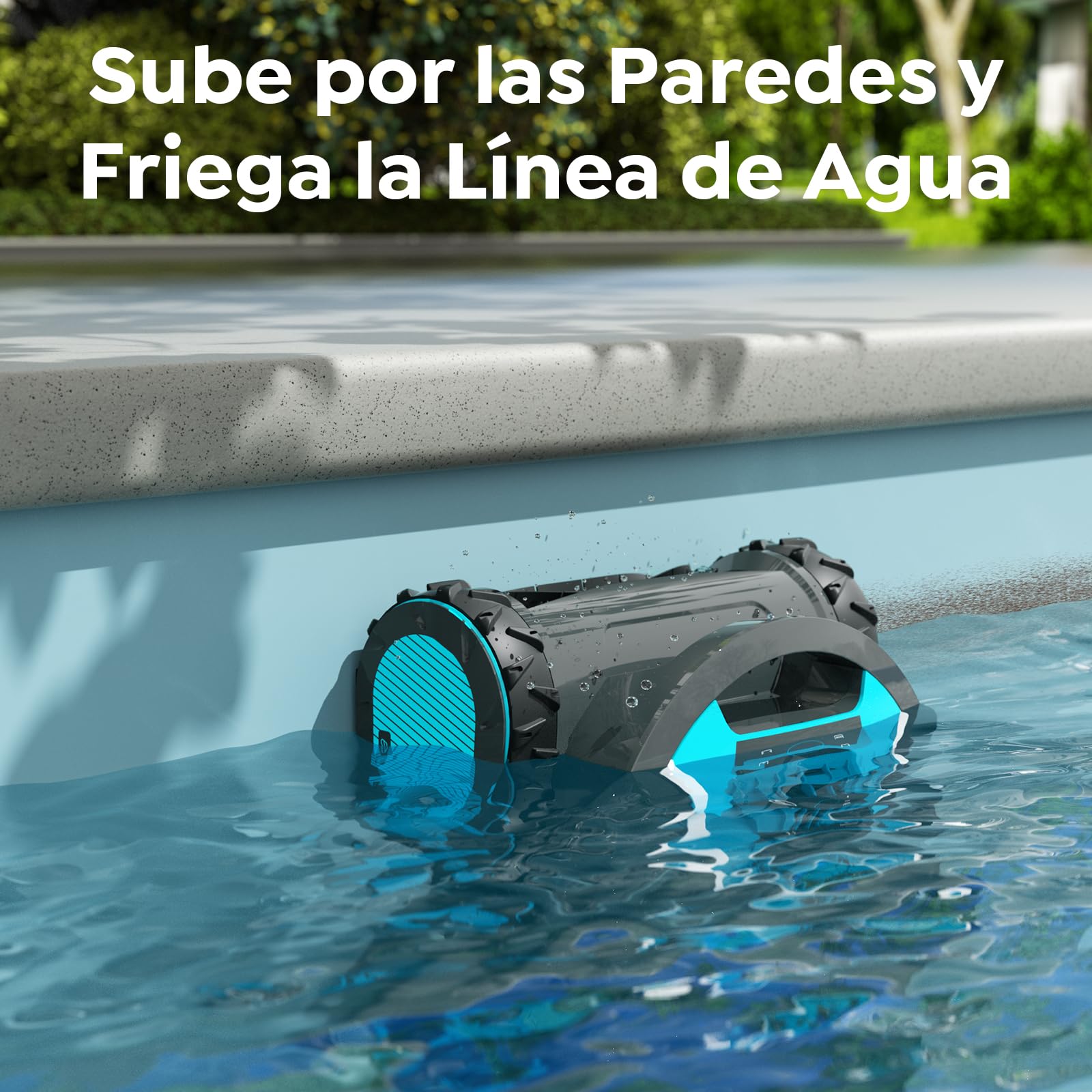 Pleco Pro Robot Limpiafondos Piscina, Autonomía 210 Min, Doble Filtro, 7 Modos, Control App, Limpiafondos Piscina Automático, 200 m²,Grafito