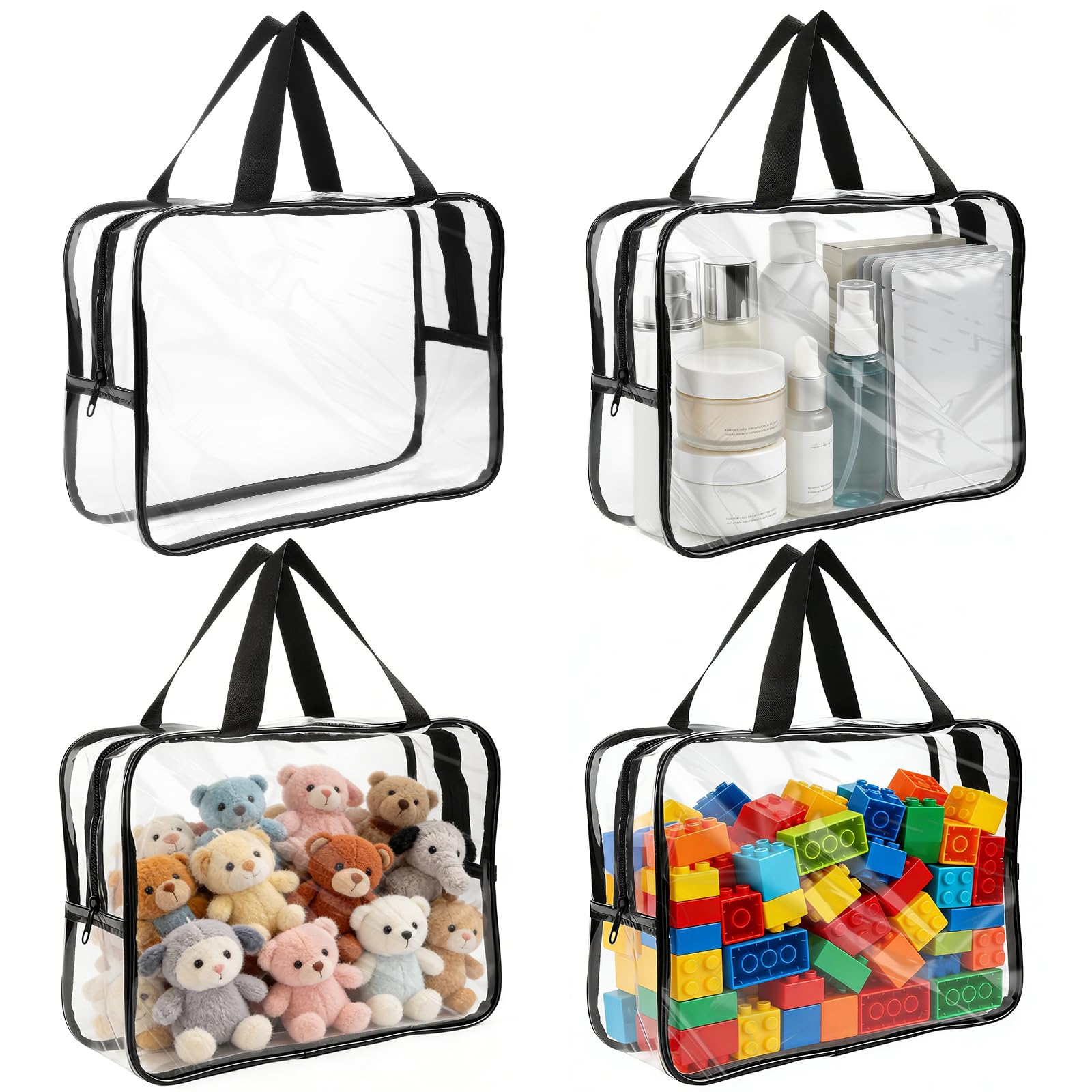 Toy Storage Bags 4 Pack, 30 x 22 x 10 cm, Waterproof PVC, with Handle