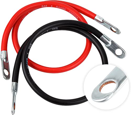 Cartman 4AWG 18-Inch Battery Inverter Cables Set, 4Gauge x 18"