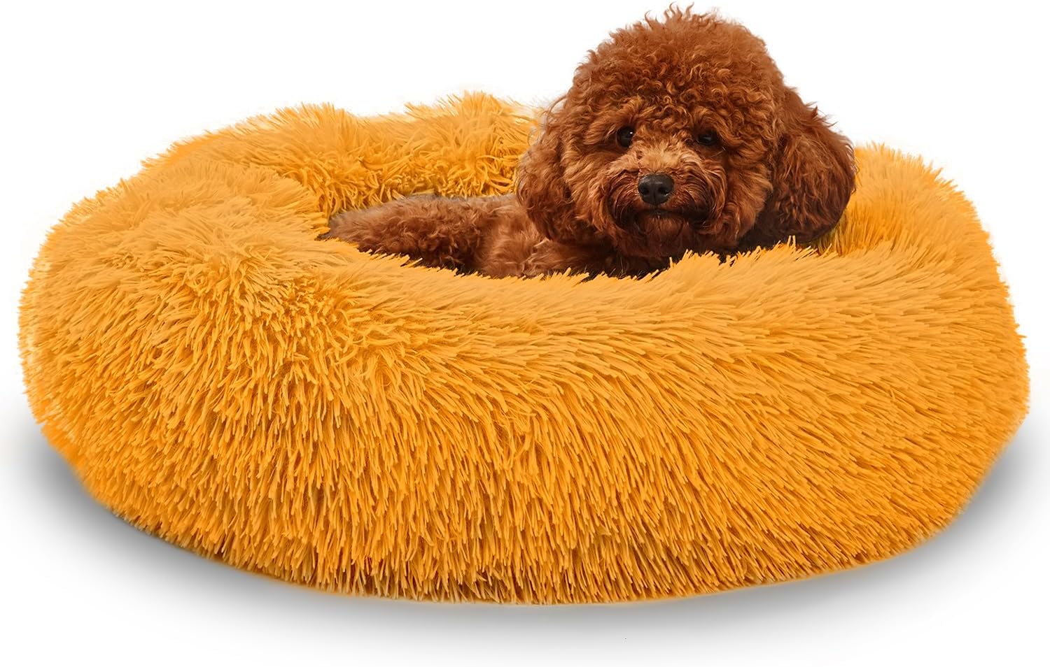 Prokei Plush Calming Donut Dog and Cat Bed, Anti Anxiety