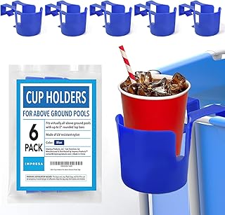 [Blue 6 Pack] Poolside Cup Holder for Refreshing Drinks - Above Ground Pool Cup Holder fits Most Pools - No Spills with Sturdy Pool Drink Holder Accessories - Drink Holder for Pool - Pool Cup Holder