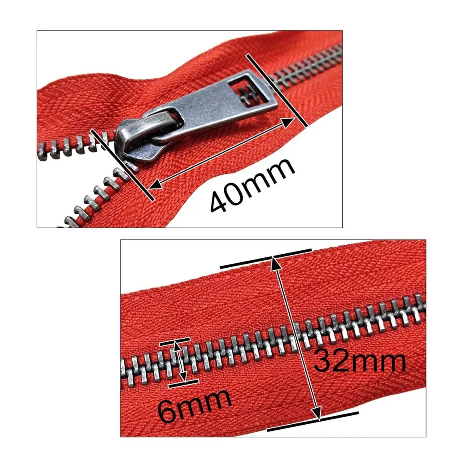 5/10 Uds. 30/40/50/60/70/80 cm 5# coloridos deslizadores dobles de extremo abierto cremallera Metal negro DIY tela bolsillo artesanal(Red,50cm,10 Pcs)