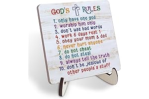 Ten Commandments Wall Plaque: Kids' Faith Guide, Biblical Verse Decor for Nursery and Children's Rooms