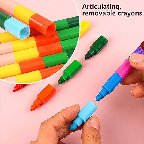 Miniatura 5 de 24 lápices de colores apilables para construir, lápices de arco iris apilables para niños, crayones apilables para niños, crayones de colores