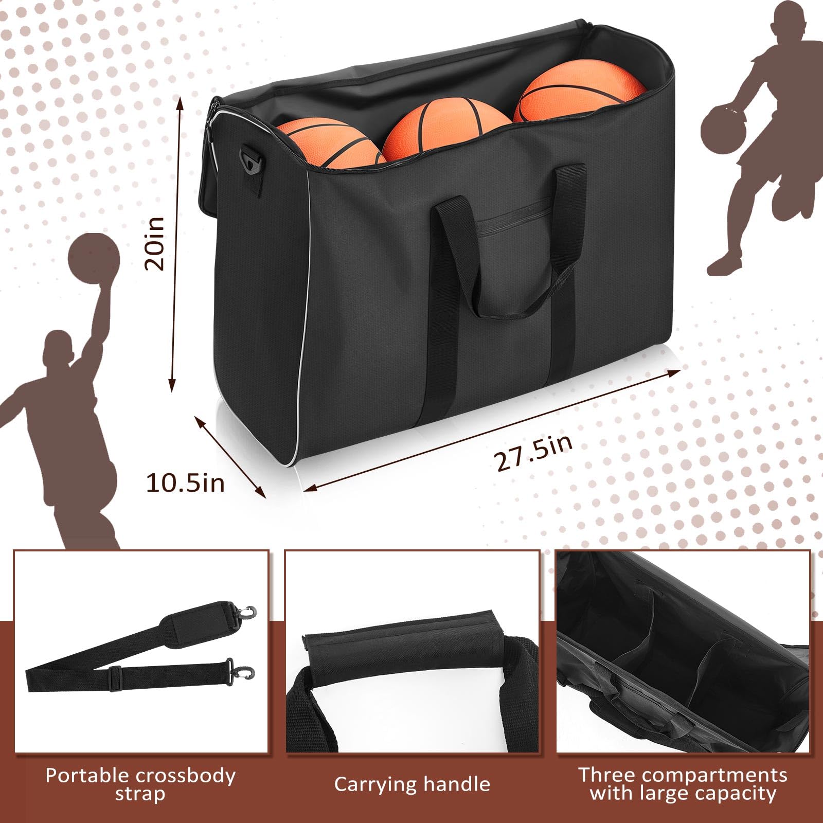 Soulchen Fußball-Reisetasche für Ausrüstung, extra große Sportausrüstungstasche mit separaten Fächern für Reisen, Volleyball, Sport, Fitnessstudio, Zubehör
